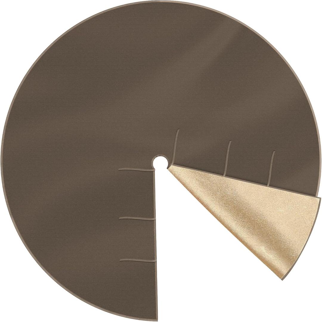 ShinyRelief 72 Inch Larger Velvet Camel Christmas Tree Skirt Reversible with Gold Glitter Double Sided Velvet Christmas Fur Plush Glittery Tree Skirt for Rustic Xmas Party Holiday Decorations