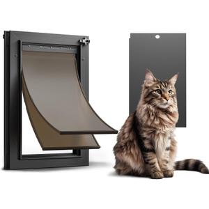 Cat Door for Door, All Aluminum Frame, Small Pet Door for Interior and Exterior, Heavy Duty Doggy Door, Double Magnetic Flaps, Thermal Tnsulation, Energy Efficient, Sliding Lock Panel(Pets Up to 22Lb) S