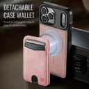 for iPhone 17 Pro Max Wallet Case Compatible with Magsafe, Magnetic RFID Blocking Card Holder Kickstand 2 in 1 Detachable Case for iPhone 17 Pro Max 6.9", Rose Pink