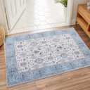 2x3 Washable Area Rug – Soft, Non-Slip Entrance Rug, Durable Indoor Door mat, Floor Carpet for High-Traffic Areas, Entryway, Kitchen, and Bedside, Cozy Elegance/Blue