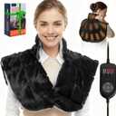 Weighted Heating Pad for Neck and Shoulders and Back,30s Fast Heating for Pain Relief, Ergonomic Heated Wrap, 160 Max Temp 8 Heat & 16 Auto-Off Timers,Memory Function,Birthday Gifts for Women,Black