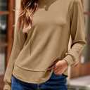Dokotoo Women's Crew Neck Long Sleeve Shirts Waffle Knit Loose Tops Basic Tees 2026 Casual Comfy Fall Outfits Clothes (M)