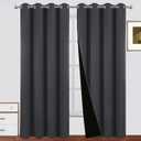 LEMOMO 100% Blackout Curtains 52 x 84 Inch/Dark Grey Curtains Set of 2 Panels Thermal Insulated Room Darkening Bedroom Curtains