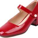 Naiyee Mary Jane Shoes Women Chunky Heel Ankle Strap Dress Shoes for Women Low Heels Close Rounded Toe Pumps
