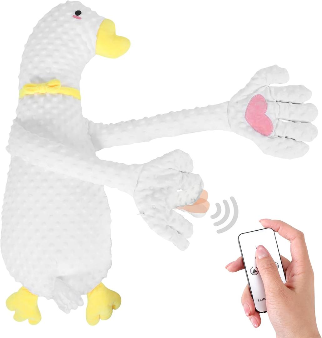 LiKiLiKi Giant White Goose Large Plush Doll, Automatic Patting Stuffed Animal, Soft Minky Fabric Cuddly Toy, Oversized Cozy Plush Figure for Home Decor & Daily Companion (Swan)