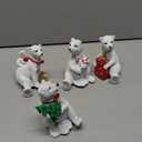 Minetom Christmas 3D Family Polar Bear Stocking Holders Set of 4, Joyful Polar Bear Stocking Hangers for Mantel, Non-Slip Resin Decorative Fireplace Stocking Hook Set for Home Holiday Indoor, White