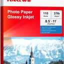 Glossy Photo Paper 8.5x11 Inches, 110 Sheets Thin Inkjet Paper,135gsm 37lb Photo Paper for Inkjet Printer with Dye Ink for Brochures Flyers Custom Chip Bag Party Favors