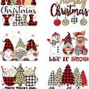 2 x 6PCS Iron On Transfers for T Shirts - Red Black Plaid Leopard Print Heat Transfer Vinyl Designs - Cartoon Snowman for T-Shirts Clothing Backpack DIY Decorations