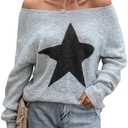 Blooming Jelly Women's Off The Shoulder Sweaters Cute Fall Tunic Tops Knitted Pullover Sweater Size S