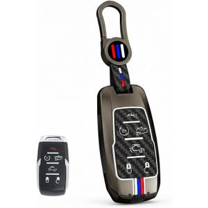 for Ram Key Fob Cover for 2019-2026 Dodge Ram 1500 limited Trx 2500 3500 Metal Remote Control Case Protector (RA6-Carbon Fiber)