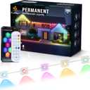 EcoNour 100 FT Smart RGB Permanent Outdoor Lights | Music Sync, Waterproof LED Eaves Lights with Extension Connector & Remote Control | Colorful RGB LED Christmas Light with Festive Lighting Effects