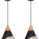 Black Pendant Light, 2 Packs 9.4inch Modern Pendant Lights, Farmhouse Pendant Light, Kitchen Pendant Lighting, Black Pendant Lights Kitchen Island for Living Room, Bar, Bedroom, Office