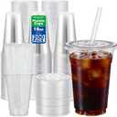 MOACOCK 200 Pack - 16 oz Clear Plastic Cups with Lids and Straws, Disposable Coffee Cups with Lids, Durable Iced Coffee Cups with Lids for Cold Drinks, Tea, Smoothies, Crystal Clear To Go Cups