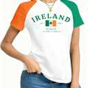 ST Patricks Day Shirt Women Tee Tops Orange Green (White, M)