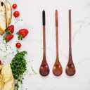 Unomor 3Pcs Long Handle Wooden Coffee Spoon Set Small Wooden Stirring Spoons for Coffee Tea Honey and Dessert Mixing Natural Material