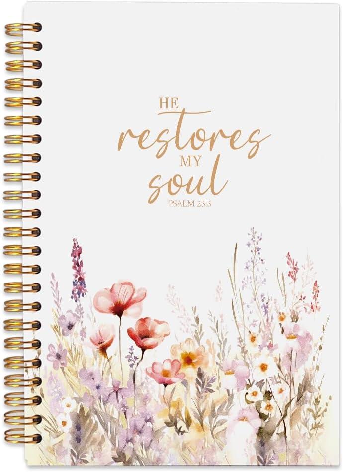 Christian Floral Spiral Notebook Journal for Women 5.5x8.3 Inch