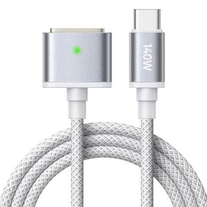 LISEN 140W Magnetic Safe 3 Cable for Charger Cord, USB C to Magnetic 3 Cable for Charger Fit, (3.3FT Grey)