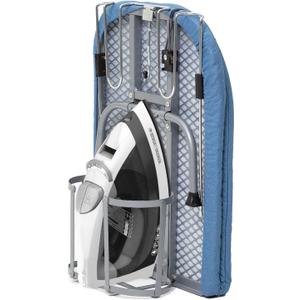 Metal Foldable Iron Board with Iron Holder, RAINHOL Small Ironing Board Tabletop with Heat Resistant Cover, 31x12 Mini Compact Ironing Table for Dorms, Aprtment, Blue