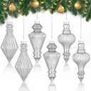 6 Pcs 5.7 inch Mercury Glass Finial Christmas Ornament Rustic Finial Vintage Ornaments Xmas Glass Mercury Hanging Decor Christmas Tree Decoration for Holiday Farmhouse(Silver)