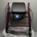 Medline Steel Rollator Walker for Adult Mobility Impairment, Burgundy, 350 lb. Weight Capacity, 6 Wheels, Foldable, Adjustable Handles, Rolling Walker for Seniors