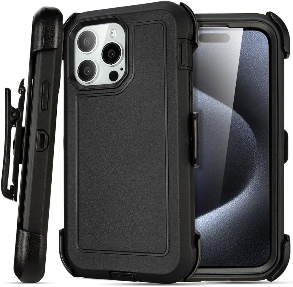 for Black iPhone 16 Pro Case with Belt Clip, for Shockproof iPhone 16 Pro Case Heavy Duty,3 Layers of Sturdy,Anti-Drop,Military-Grade Defender Cover for iPhone 16Pro Case Black