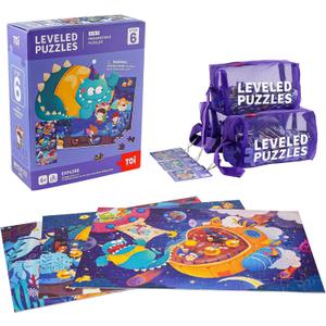 TOI Leveled Puzzles for Kids Aged 5 and Up, Toddler Puzzle Preschool Learning Jigsaw Puzzles, Large Pieces Educational Game for Boys Girls, Classic Education Step 6