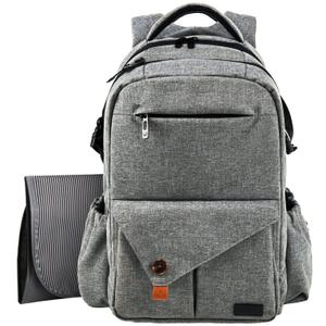 Hap Tim Multi-Function Large Baby Diaper Bag Backpack with Stroller Straps, Insulated Pockets, Changing Pad, Stylish & Anti-Water Material(Gray-5284)