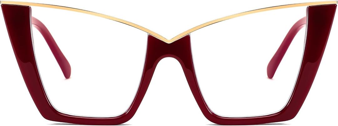 FEISEDY Fashion Cat Eye Blue Light Blocking Glasses for Women Fake Retro Eyeglasses Oversized Stylish Eyewear Frame B0240