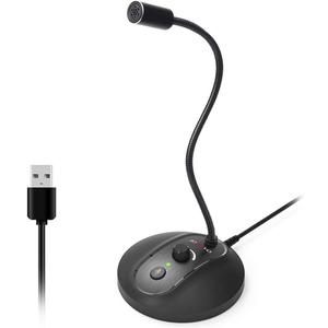 JOUNIVO USB Computer Microphone with Mute Button, Plug&Play Condenser, Desktop, PC, Laptop, Mac, PS4 Mic -360 Gooseneck Design -Recording, Dictation, YouTube, Gaming, Streaming (JV-601Pro)