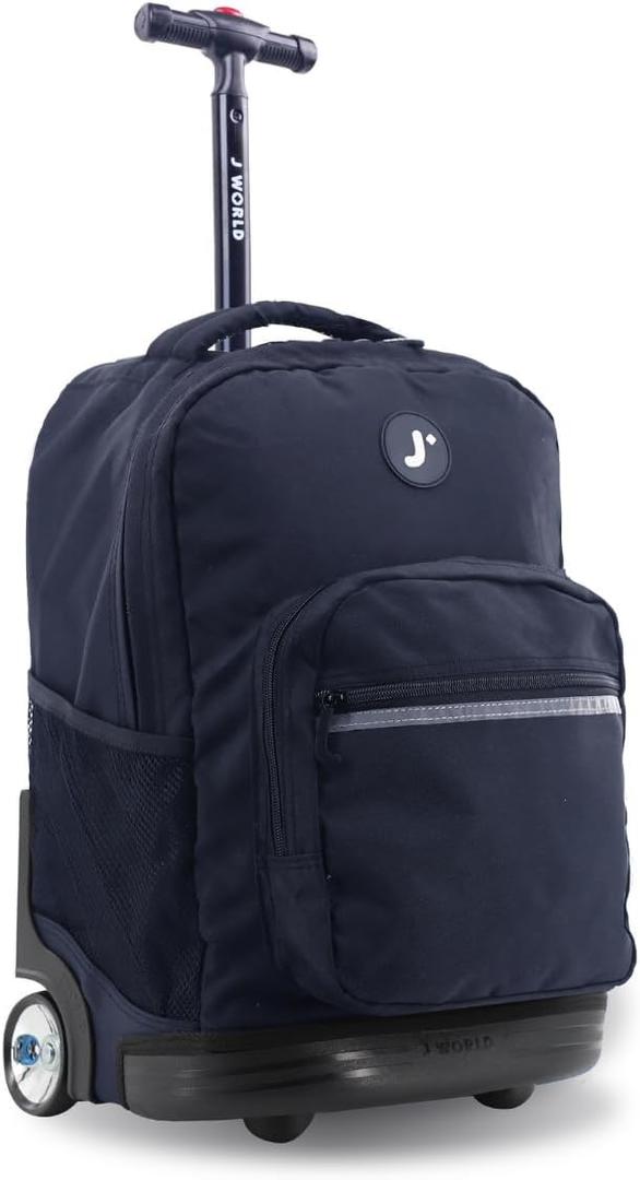 J World New York Sunrise Rolling Backpack, Black, One Size