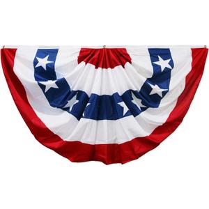 HOOSUN 4th Of July Decorations,American Flag Bunting for Outside,3x6 Ft Fourth of July Bunting Patriotic Memorial Day Decor,Red White and Blue USA Flag Pleated Fan Flag,American Flag Banners for Porch