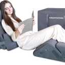KingPavonini 6PCS Orthopedic Bed Wedge Pillow for Sleeping, Post Surgery Memory Foam for Back, Neck, Leg Support, Acid Reflux, Gerd with Travel Bag (Gray, 20'') (6 Piece Set - 20" Wide)