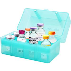Insulin Vial Storage Box Holder for Fridge, 8 Slots Diabetic Insulin Vial Case Organizer Protector for Travel Fits 5ML-15ML Insulin Injection Vials (Green)