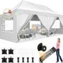 HOTEEL 10x20 Pop up Canopy Tent with 6 Removable Sidewalls, Wave Hem Roof 10x20 Canopy with Wheel Bag and 4 Sandbag, Commercial Pop up Tent Waterproof Sunshade for Market Wedding Party Stall (White)