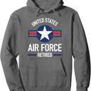 USAF Retired Air Force Military Retirement Gift Hoodie Pullover Hoodie (Small, Black)