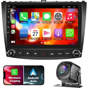 4G+64G Car Stereo Upgrade Radio for Lexus IS250 IS350 2006-2012, 10.1 Inch Touchscreen Android 12 Stereo Support Wireless Carplay/Android Auto/WiFi/GPS/Bluetooth5.2/Back-up Camera/FM/SWC