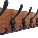 Dseap Coat Rack Wall - Heavy-Duty 38-1/4" Long, with Reinforced 10 Custom Tri-Hooks, Solid Wood Wall Hanger for Coats Hat Jackets - Rustic Farmhouse Entryway Hallway Storage, Natural & Black