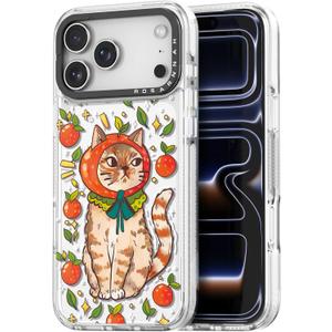 Rosarnnah for iPhone 17 Pro Max Case Cute - Durable Shockproof 6.6 ft Drop Impact Phone Case - Funny Kitty Cat Design (6.9") Clear