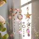 Crystal Suncatchers for Windows-3PCS Stained Glass Hanging Ornaments with Star & Heart Pendants, Rainbow Light Catchers for Home Garden Decor, Unique Gifts for Mom Women Mother's Day Birthday