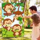 Blulu Jungle Safari Animals Bean Bag Toss Games With 3 Bean Bags, Safari Theme Party Games Decoration, Monkey Bean Toss for Family Animals Theme Party Favor Supplies
