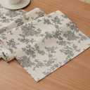 100% Cotton French Pastoral Table Runners, 13x36 Inch Black Farmhouse Table Runners 36 Inches Long, Vintage Flowers Print Home Decors