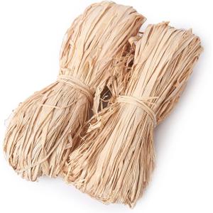 100g Natural Raffia Paper Ribbon, Raffia Ribbon Perfect for Crafts Weaving or Bouquets Decoration, Christmas Raffia Gift Wrap Ribbon Total 2 x 50g (2 x 50g)