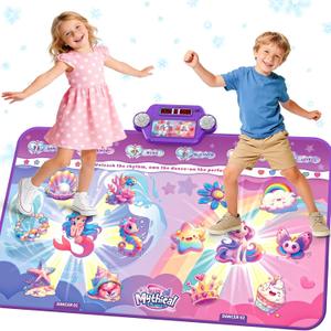 Dance Mat, Bluetooth Dance Pad Toy with LED Lights, 2 Players Unicorn Dance Pad for Kids, Birthday Party Game Music Princess Gift Ideas for Girls 3-12