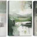3 Piece Abstract Wall Art for Living Room Green Picture Grey Green Paintings Modern Framed Bedroom Home Decor(Abstract-3,12x16inchx3 Pieces (30x40cmx3 Pieces))