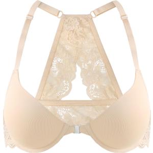 Front Closure Bras for Women Lace Racerback Sexy Plunge Lightly Padded Smooth Tshirt Underwire Push Up Bra