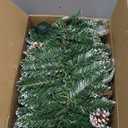 9 Ft Prelit Christmas Garlands with 100 Lights Battery Operated Timer 8 Modes, 329 PCS Artificial Garland Christmas Decoration with Rich Leaves Pine Cone Outdoor Indoor Mantle Fireplace Decor (Frosted Branches Garland)