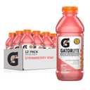 Gatorlyte Rapid Rehydration Electrolyte Drink, Strawberry Kiwi, Specialized Blend of 5 Electrolytes, Lower Sugar, No Artificial Sweeteners, No Artificial Flavors, 20 fl oz Bottles (12 Pack), BBD: JULY 28, 2025