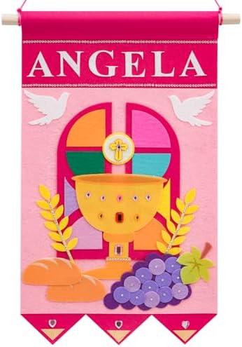 Nicedepot First Communion Banner Kit for Girls First Holy Communion Gifts for Boys Girls 1st communion decorations Felt Banner Kit for Church Sunday School