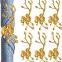 Gold Napkin Rings Set of 6, Metal Plum Blossom Napkin Rings Cloth Napkin Holder for Weddings, Valentines Day, Holiday, Receptions, Dinner Party, Banquet, Buffet Table Decor (Gold)