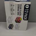 12 PACK Multi-Use Clear Plastic Storage Bins for Organizing w/Labels - Home, Kitchen, Pantry, Bathroom, Office, Cabinet Shelf Organizer Bins - SOHO Collection, RV, Fridge Organization Containers - Large